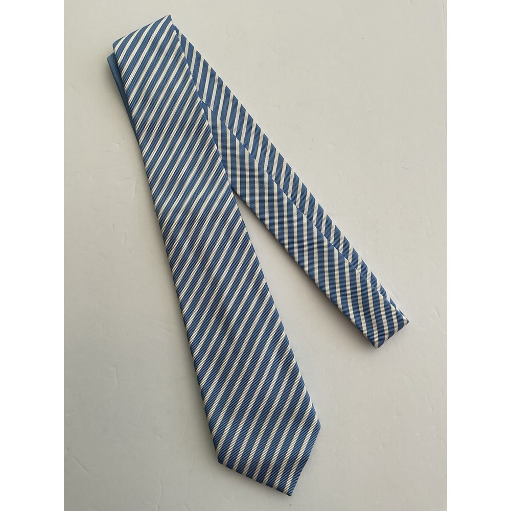 Tommy Hilfiger Classic Blue Stripe Cotton Silk Tie Preppy